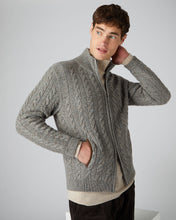 Load image into Gallery viewer, N.Peal Men&#39;s The Richmond Cable Cashmere Cardigan Pine Green
