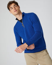 Load image into Gallery viewer, N.Peal Men&#39;s The Carnaby Half Zip Cashmere Jumper Cobalt Blue
