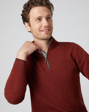 Load image into Gallery viewer, N.Peal Men&#39;s The Carnaby Half Zip Cashmere Jumper Copper Orange
