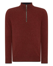 Load image into Gallery viewer, N.Peal Men&#39;s The Carnaby Half Zip Cashmere Jumper Copper Orange
