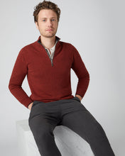 Load image into Gallery viewer, N.Peal Men&#39;s The Carnaby Half Zip Cashmere Jumper Copper Orange

