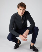 Load image into Gallery viewer, N.Peal Men's Carnaby Half Zip Cashmere Jumper Dark Charcoal Grey
