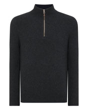 Load image into Gallery viewer, N.Peal Men's Carnaby Half Zip Cashmere Jumper Dark Charcoal Grey
