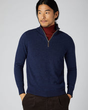 Load image into Gallery viewer, N.Peal Men&#39;s The Carnaby Half Zip Cashmere Jumper Imperial Blue
