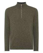 Load image into Gallery viewer, N.Peal Men&#39;s The Carnaby Half Zip Cashmere Jumper Moss Green
