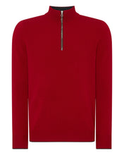 Load image into Gallery viewer, N.Peal Men&#39;s The Carnaby Half Zip Cashmere Jumper Ruby Red
