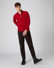 Load image into Gallery viewer, N.Peal Men&#39;s The Carnaby Half Zip Cashmere Jumper Ruby Red
