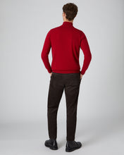 Load image into Gallery viewer, N.Peal Men&#39;s The Carnaby Half Zip Cashmere Jumper Ruby Red
