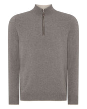Load image into Gallery viewer, N.Peal Men&#39;s The Carnaby Half Zip Cashmere Jumper Taupe Brown
