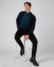 Load image into Gallery viewer, N.Peal Men&#39;s Fine Gauge Cashmere Mock Turtle Neck Jumper Lapis Blue

