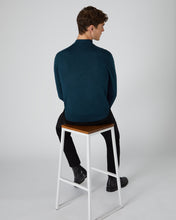 Load image into Gallery viewer, N.Peal Men&#39;s Fine Gauge Cashmere Mock Turtle Neck Jumper Lapis Blue
