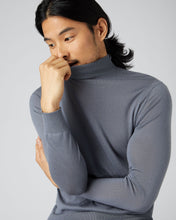 Load image into Gallery viewer, N.Peal Men&#39;s Fine Gauge Cashmere Mock Turtle Neck Jumper Steel Grey
