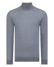 Load image into Gallery viewer, N.Peal Men&#39;s Fine Gauge Cashmere Mock Turtle Neck Jumper Steel Grey
