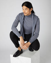 Load image into Gallery viewer, N.Peal Men&#39;s Fine Gauge Cashmere Mock Turtle Neck Jumper Steel Grey
