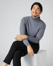 Load image into Gallery viewer, N.Peal Men&#39;s Fine Gauge Cashmere Mock Turtle Neck Jumper Steel Grey
