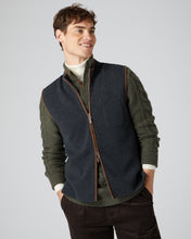 Load image into Gallery viewer, N.Peal Men&#39;s Milano Suede Trim Cashmere Gilet Dark Charcoal Grey
