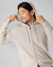 Load image into Gallery viewer, N.Peal Men&#39;s Hooded Zipped Cashmere Top Heather Beige Brown
