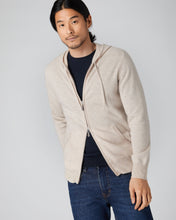 Load image into Gallery viewer, N.Peal Men&#39;s Hooded Zipped Cashmere Top Heather Beige Brown
