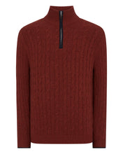 Load image into Gallery viewer, N.Peal Men&#39;s Cable Half Zip Cashmere Jumper Copper Orange
