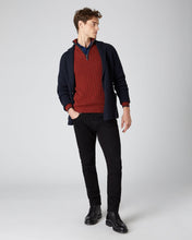 Load image into Gallery viewer, N.Peal Men&#39;s Cable Half Zip Cashmere Jumper Copper Orange
