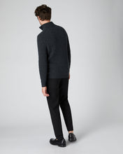 Load image into Gallery viewer, N.Peal Men&#39;s Cable Half Zip Cashmere Jumper Dark Charcoal Grey
