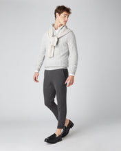 Load image into Gallery viewer, N.Peal Men&#39;s Cable Half Zip Cashmere Jumper Fumo Grey

