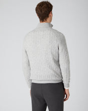 Load image into Gallery viewer, N.Peal Men&#39;s Cable Half Zip Cashmere Jumper Fumo Grey
