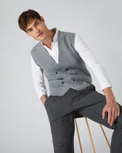 Load image into Gallery viewer, N.Peal Men&#39;s Double Breasted Cashmere Waistcoat Flannel Grey
