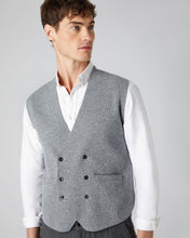 Load image into Gallery viewer, N.Peal Men&#39;s Double Breasted Cashmere Waistcoat Flannel Grey

