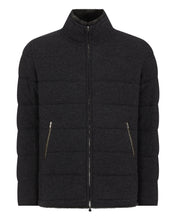 Load image into Gallery viewer, N.Peal Men&#39;s Fur Lined Quilted Jacket Dark Charcoal Grey
