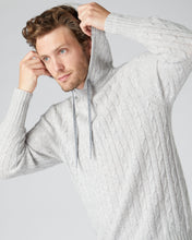Load image into Gallery viewer, N.Peal Men&#39;s Cable Cashmere Hoodie Fumo Grey
