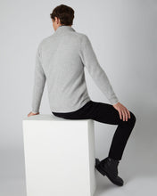 Load image into Gallery viewer, N.Peal Men's Ribbed Zip Through Cashmere Cardigan Fumo Grey
