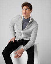 Load image into Gallery viewer, N.Peal Men's Ribbed Zip Through Cashmere Cardigan Fumo Grey
