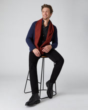 Load image into Gallery viewer, N.Peal Men&#39;s Ribbed Zip Through Cashmere Cardigan Imperial Blue
