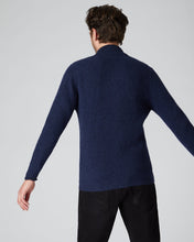 Load image into Gallery viewer, N.Peal Men&#39;s Ribbed Zip Through Cashmere Cardigan Imperial Blue
