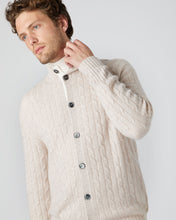 Load image into Gallery viewer, N.Peal Men&#39;s Cable Button Cashmere Cardigan Heather Beige Brown
