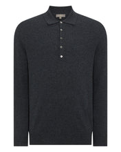 Load image into Gallery viewer, N.Peal Men&#39;s Cashmere Button Polo Shirt Dark Charcoal Grey
