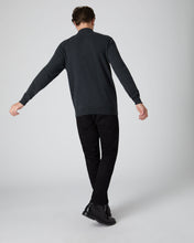 Load image into Gallery viewer, N.Peal Men&#39;s Cashmere Button Polo Shirt Dark Charcoal Grey
