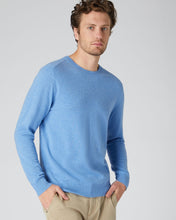 Load image into Gallery viewer, N.Peal Men&#39;s Baby Cashmere Round Neck Jumper Blue
