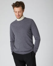 Load image into Gallery viewer, N.Peal Men&#39;s Baby Cashmere Round Neck Jumper Dark Grey
