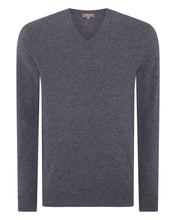 Load image into Gallery viewer, N.Peal Men&#39;s Baby Cashmere V Neck Jumper Dark Grey
