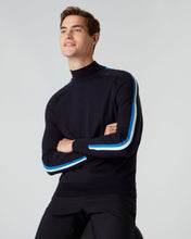 Load image into Gallery viewer, N.Peal Men&#39;s Cotton/Cashmere Stripe Jumper Navy Blue
