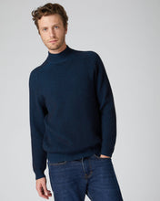 Load image into Gallery viewer, N.Peal Men&#39;s Two Tone Mock Neck Cashmere Jumper Navy Blue
