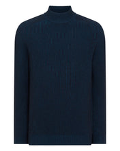 Load image into Gallery viewer, N.Peal Men&#39;s Two Tone Mock Neck Cashmere Jumper Navy Blue
