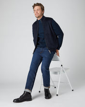 Load image into Gallery viewer, N.Peal Men&#39;s Two Tone Mock Neck Cashmere Jumper Navy Blue
