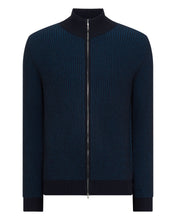 Load image into Gallery viewer, N.Peal Men&#39;s Two Tone Full Zip Cashmere Jumper Navy Blue
