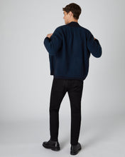 Load image into Gallery viewer, N.Peal Men&#39;s Two Tone Full Zip Cashmere Jumper Navy Blue
