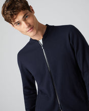 Load image into Gallery viewer, N.Peal Men&#39;s Milano Bomber Jacket Navy Blue
