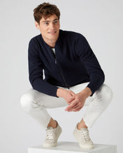 Load image into Gallery viewer, N.Peal Men&#39;s Milano Bomber Jacket Navy Blue
