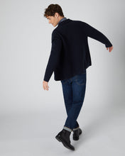 Load image into Gallery viewer, N.Peal Men&#39;s Collared Milano Cashmere Jacket Navy Blue

